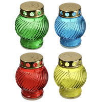 Свеча парафиновая поминальная в стеклянном подсвечнике, 11,5х8,5см, 4 цвета