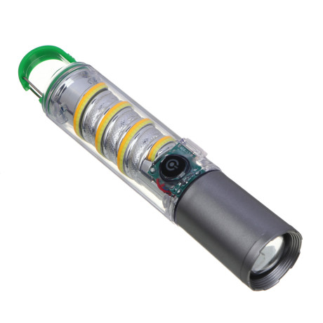 ЕРМАК Фонарь LED СОВ, 7 режимов, 1200 мАч, 175х34 мм, карабин, фокусировка, рассеиватель