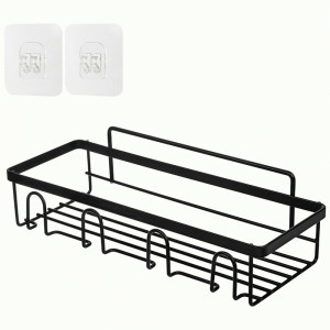 Полка для ванной настенная 1 ярус, 26,5*10*7,5см, полимер.покрыт, Scaffali, черный 109115 Рыжий кот