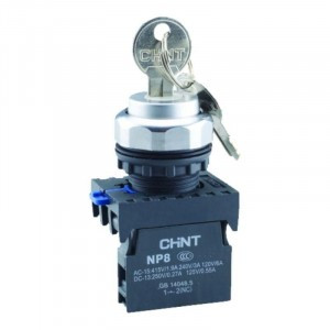 CHINT переключатель с ключом NP8-10Y/21, 2 полож. с фиксацией, 1НО, IP65 (R) 578130