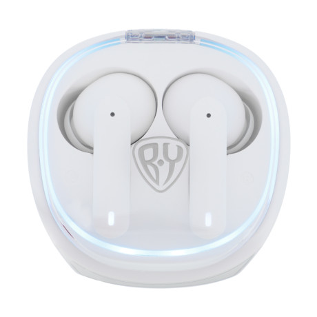 BY Наушники беспроводные с подсветкой TWS Glow, двойной микрофон, 40/400 мАч, BT: 5.1, белый