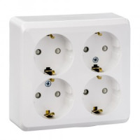 Systeme Electric Этюд роз. ОУ 4 мест. бел. (пл.осн., земля, штор.) PA16-208B (5!)