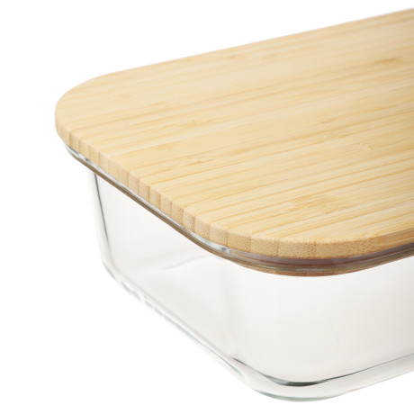 VETTA Контейнер для продуктов 1000мл, крышка бамбук, жаропрочное стекло