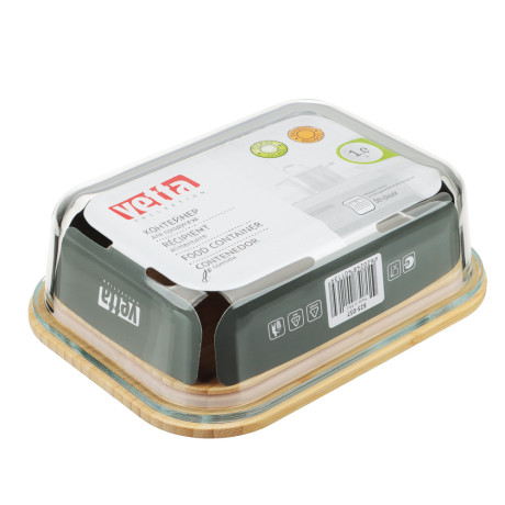 VETTA Контейнер для продуктов 1000мл, крышка бамбук, жаропрочное стекло