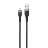 BY Кабель для зарядки Powerline iP, 1м, Быстрая зарядка 2.4А, 12W, силикон, черный+серебро
