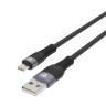 BY Кабель для зарядки Powerline iP, 1м, Быстрая зарядка 2.4А, 12W, силикон, черный+серебро
