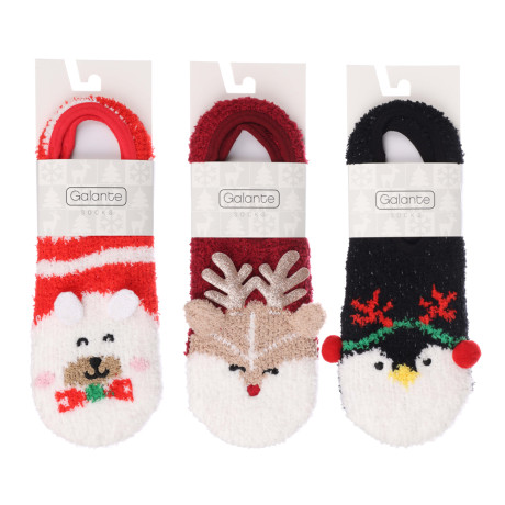 GALANTE Носки-антизаносы новогодние, р.23-25, 100% полиэстер, 4 дизайна