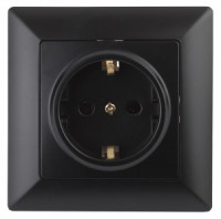 ЭРА Intro Solo роз. СУ 1 мест.земля 16А IP20, антрацит 3693