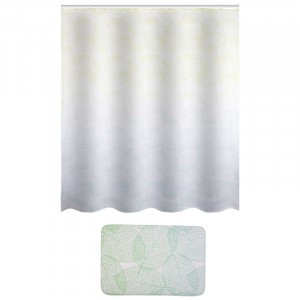 Набор д/ванной комнаты "Листья" (занавеска 180х160см, коврик 45х68см), 104499 Рыжий кот