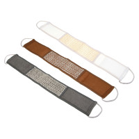 ЮL Мочалка лента банная с ручками с эффектом пилинга, лён, хлопок, поролон, 68х10см, 3 цв., МЭ24-04