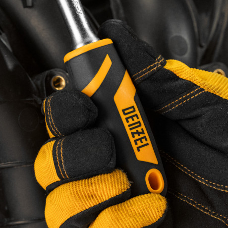 Ключ-трещотка 3/8", 90 зубьев, с быстрым сбросом, CrV Denzel