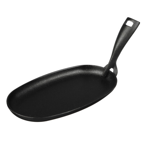 SATOSHI Сковорода на подставке из бамбука чугун, овальная, со съемной ручкой, 24х13.5см, индукция