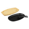 SATOSHI Сковорода на подставке из бамбука чугун, овальная, со съемной ручкой, 24х13.5см, индукция
