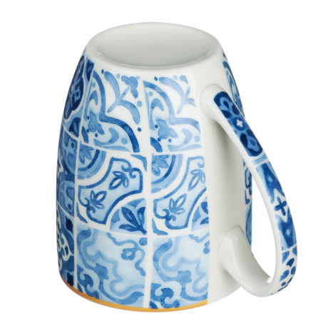 MILLIMI Кружка Голубая мозаика, 350мл, фарфор, 4 дизайна
