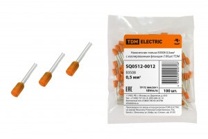 TDM наконечник-гильза штыревой втулочный изол. НШВИ F-8 Е0508 0,5мм2 (уп. 100шт., цена за ГУ) (60!)