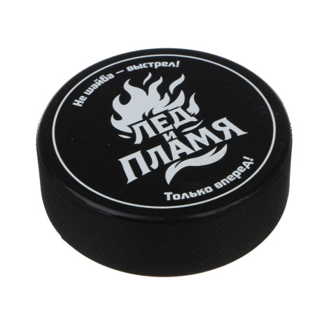 BY SPORT Шайба хоккейная с принтом, взрослая, 7.5х2.5см, резина