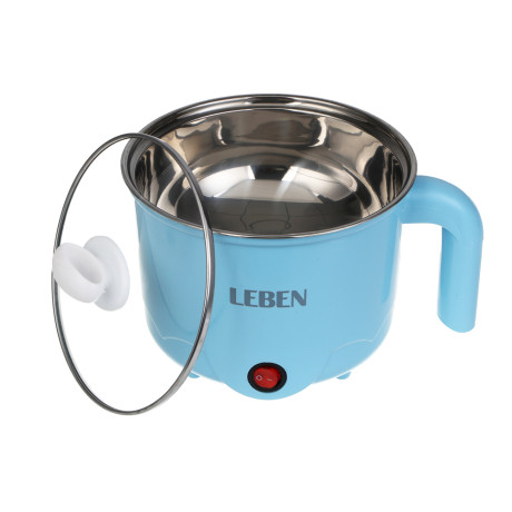 LEBEN Миниварка, 1,7л, 600Вт, двойная стенка, нерж. сталь, пластик, металл, голубой
