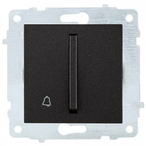 OVIVO мех. выкл. СУ 1 кл. 10А(узкая клав, кноп. звонка)черн металлик (ко всем рамкам) 610-000217-207