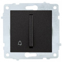 OVIVO мех. выкл. СУ 1 кл. 10А(узкая клав, кноп. звонка)черн металлик (ко всем рамкам) 610-000217-207