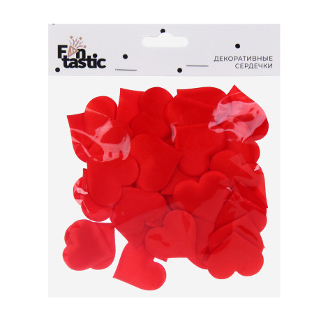 Сердечки декоративные тм Fntastic 3,2 см, атласные, набор 50 шт, цвет красный
