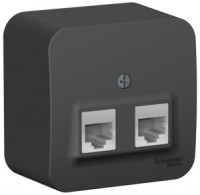 Systeme Electric BLANCA роз. тел/комп ОУ 1 мест. антрацит(пл.осн RJ11+RJ45 изол пл)BLNIA045116(12!)