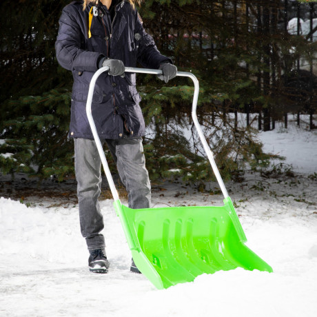 Движок для уборки снега пластиковый, 810 х 535 х 1300 мм, алюминиевая рукоятка, Сибртех