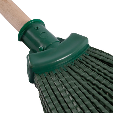 Метла полипропиленовая, 295 х 255 х 1490 мм, веерная, деревянный черенок, Сибртех