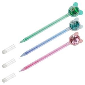 Ручка гелевая стираемая MESHU "Funny smile" синяя, 0,5мм, корпус ассорти, с топпером Арт.362465