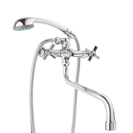 СоюзКран Смеситель для ванны с душем, круглый излив 30см, кер. кран-буксы 1/2, хром, цинк, SK08-S217