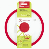 Крышка d=24см, Sofia стекло, обод/ручка силикон, паровыпуск, красная 60550 Master House