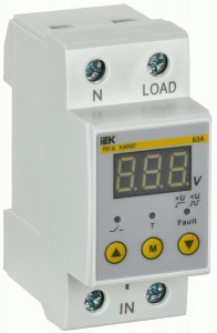 IEK реле напряжения РН-д с дисплеем  2P 63А (2мод) AC 140-280В на din-рейку IVR21-1-63