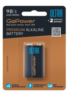 Э/п GoPower ULTRA Крона 6LR61 BL1 Alkaline 9V (1/10/240)