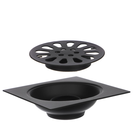 Трап 100х100 мм, вертикальный, с защит. от запахов, внеш/внутр d=40/37 мм, нержав. сталь, черный