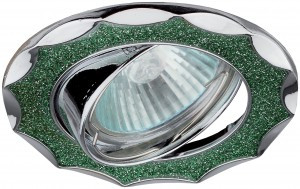 ЭРА DK17 CH/SH GR св-к встр.поворот. 50W MR16 GU5.3 звезда со стеклян.крошкой d85 зеленый блеск/хром