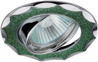 ЭРА DK17 CH/SH GR св-к встр.поворот. 50W MR16 GU5.3 звезда со стеклян.крошкой d85 зеленый блеск/хром