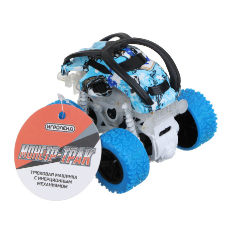 ИГРОЛЕНД Машинка инерционная "Монстр трак", свет, 3хLR44, ABS, 9х7,5х9 см, 4 дизайна