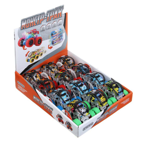 ИГРОЛЕНД Машинка инерционная "Монстр трак", свет, 3хLR44, ABS, 9х7,5х9 см, 4 дизайна