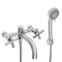 RAIN Смеситель для ванны Кристал, короткий излив, душ. набор, кран-буксы 1/2, латунь, хром