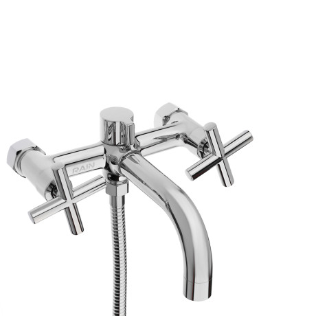 RAIN Смеситель для ванны Кристал, короткий излив, душ. набор, кран-буксы 1/2, латунь, хром
