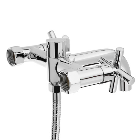 RAIN Смеситель для ванны Кристал, короткий излив, душ. набор, кран-буксы 1/2, латунь, хром