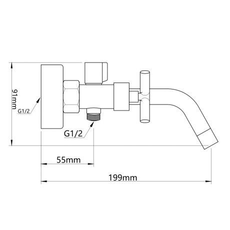 RAIN Смеситель для ванны Кристал, короткий излив, душ. набор, кран-буксы 1/2, латунь, хром