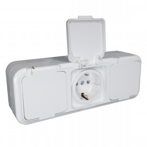 Bylectrica ПРАЛЕСКА АКВА блок (роз. 3 мест. 16А ОУ (земля, крышка, штрк, IP54, ABS) бел. (РА16-0136)