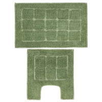 VETTA Набор ковриков для ванной и туалета 40x60+40x40 см, хлопок, оливковый, (Индия)