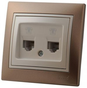Lezard Мира роз. телеф. СУ 2 мест. коричн. металлик с перламутр.встав.(RJ11) (корп.PC)  701-3130-138