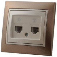 Lezard Мира роз. телеф. СУ 2 мест. коричн. металлик с перламутр.встав.(RJ11) (корп.PC)  701-3130-138