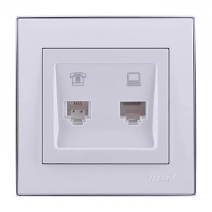 Lezard RAIN роз. компьют/телеф. СУ 1 мест. бел. с бок. вст. хром (корпус PC) 703-0225-143