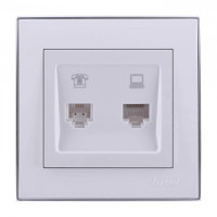 Lezard RAIN роз. компьют/телеф. СУ 1 мест. бел. с бок. вст. хром (корпус PC) 703-0225-143