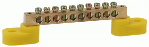 ЭРА шина PE земля ШНИ-6х9-10-У2-Желтый 10 отв. на двух угловых изоляторах (уп.10шт цена за шт) 44159