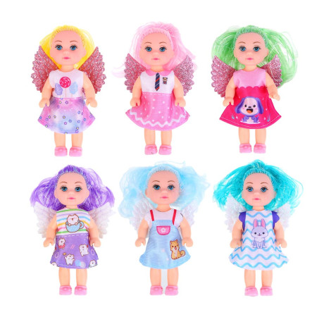 ИГРОЛЕНД Кукла с крылышками и цветн.волосами, 11 см, ABS, PVC, полиэстер, 13,5х4,5х18 см, 6 дизайнов