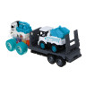 ИГРОЛЕНД Автовоз с машинкой, свет, инерция, 3хLR44, резина, ABS, 34х8,3х20 см, 6 диз